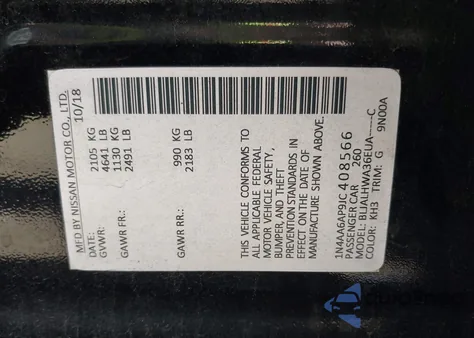 2018 Nissan Maxima 3.5 Platinum из США, поврежденный, VIN 1N4AA6AP9JC408566